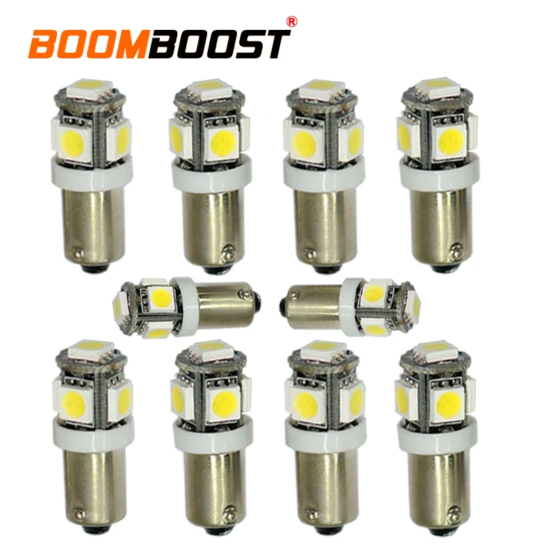 Оптовая продажа, 10 шт., лампа для номерного знака автомобиля, лампа с клиновидным цоколем 5SMD 5050 LED T11 BA9S T4W 182 1445 H6W 53