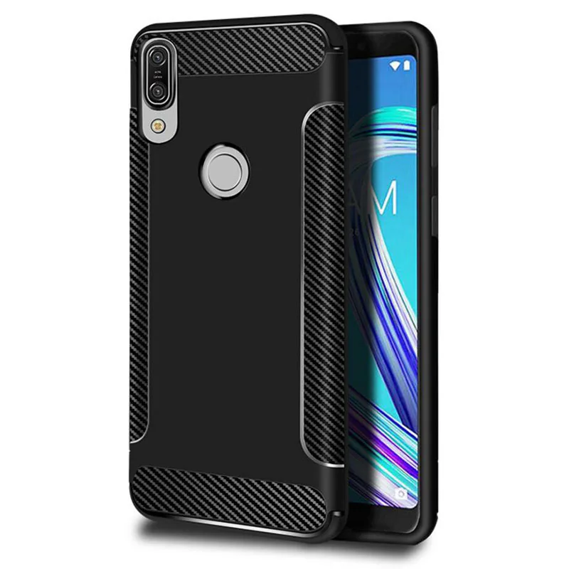 Мягкий чехол для ASUS Zenfone Max Pro M1 матовый Силиконовый из углеродного волокна ZenFone