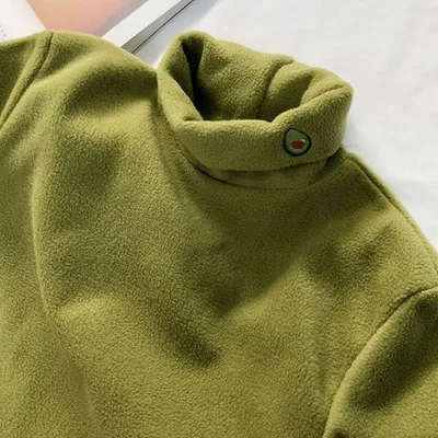 Green Avocado Новинка, водолазка, шикарная, персиковая, с вышивкой, женская футболка, панда, авокадо, милый, Харадзюку, каваи, топ, для колледжа, наряд, мягкий, эстетичный, 90s - Цвет: Green Avocado