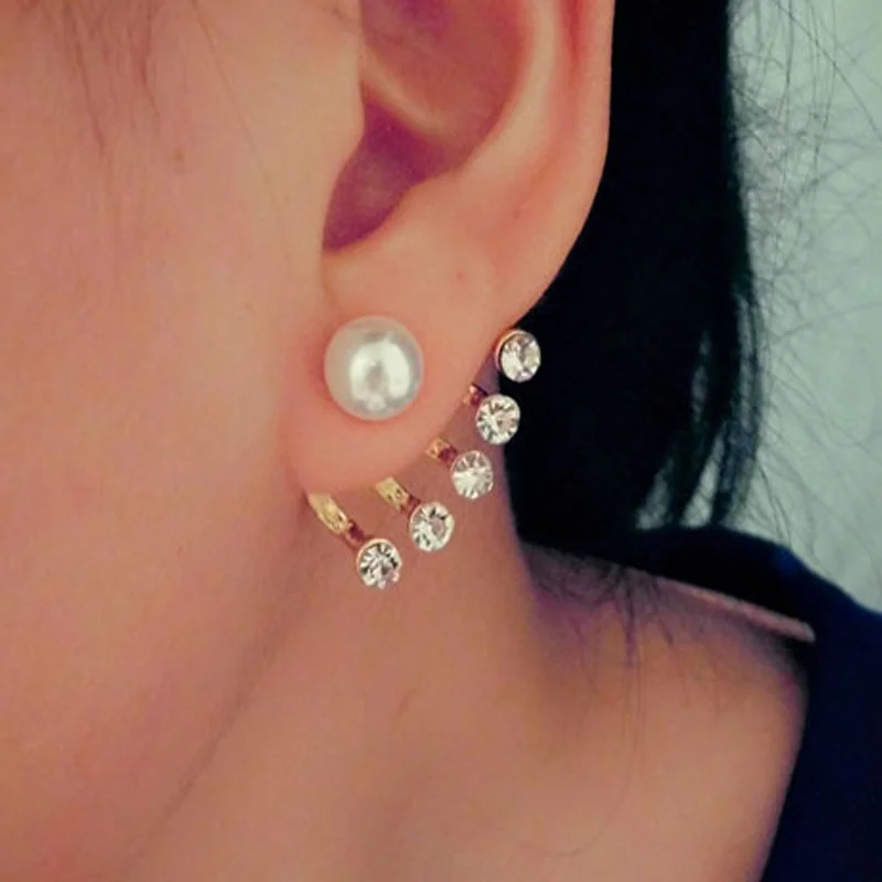 Женские серьги-гвоздики Shine Стразы модные дизайнерские женские серьги с жемчугом