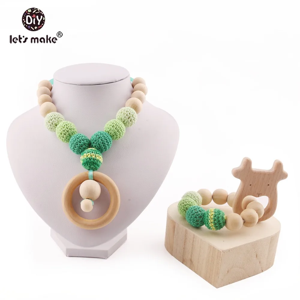 Let's Make Baby Teether 1 комплект/2 шт. ожерелье для кормления крючком бусы Медведь Дерево