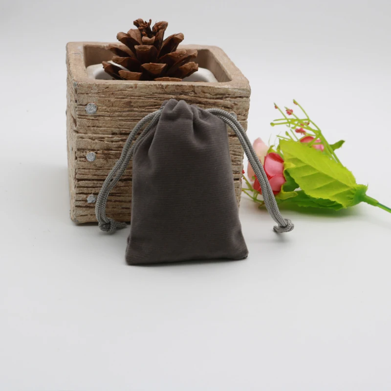 

White/Gray/Pink Soft Velvet Drawstring Bags 5x7cm 50pcs/lot Jewelry Earring Necklace Packaging Pouches for Jewelry Candy Storage