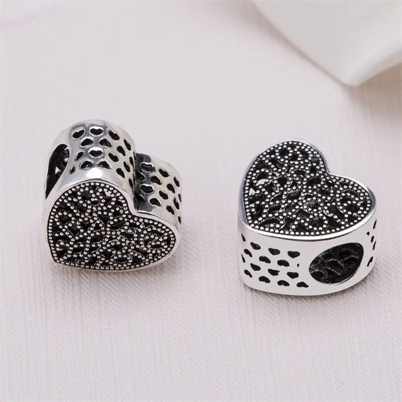 Black Heart Shape Beads fit DIY Original Bracelet Big Hole Vintage Charms European for Jewelry Making | Украшения и аксессуары