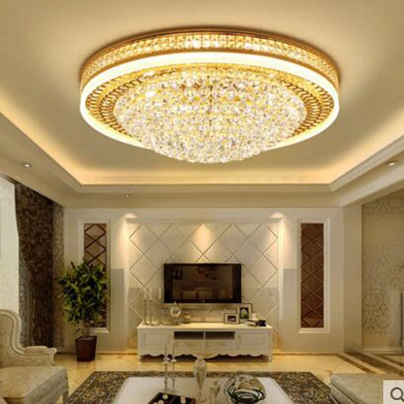 

European Crystal Living Room Light Ceiling Lamp LED Light Source Round Simple European Hall Modern Simple Luxury Villa Lamp led