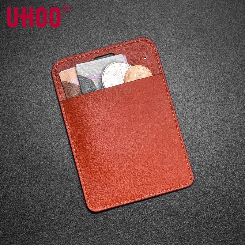 UHOO 6818 Vertical Leather Badge Holder with Lanyard Name Tag Credit Card WalletID | Канцтовары для офиса и дома