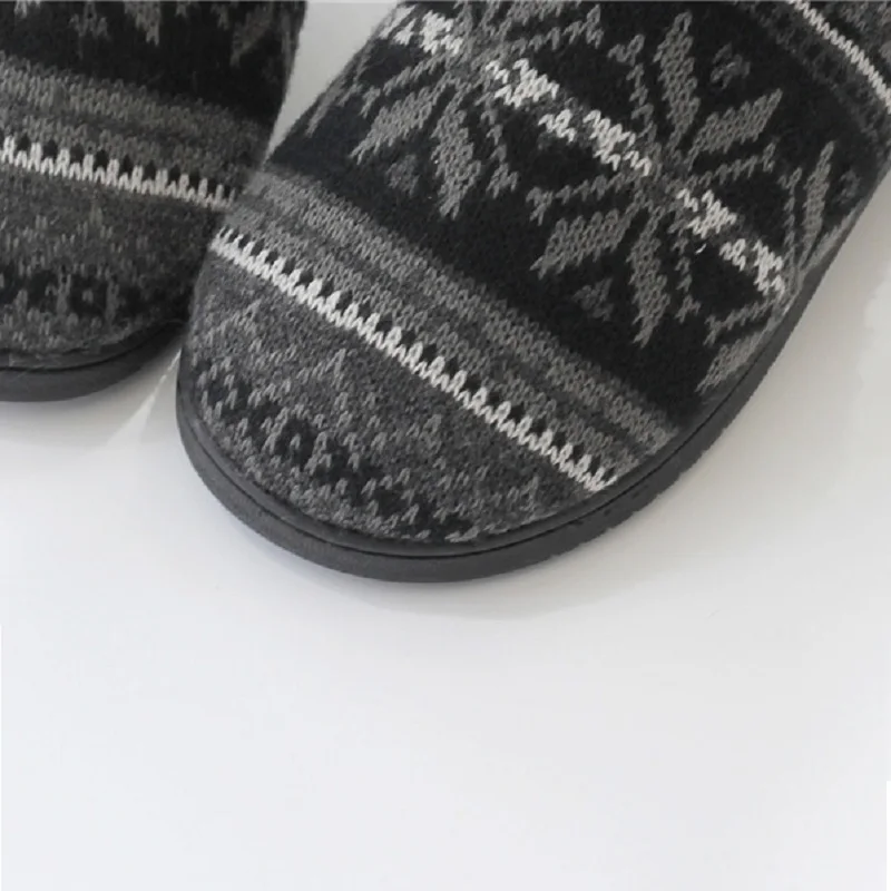 Зимние шерстяные меховые тапочки со снежинками Мужская Рождественская домашняя