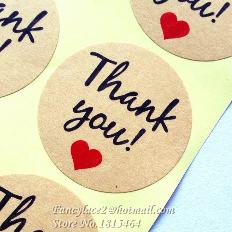 60 шт. круглые наклейки в виде сердца Thank you | Дом и сад