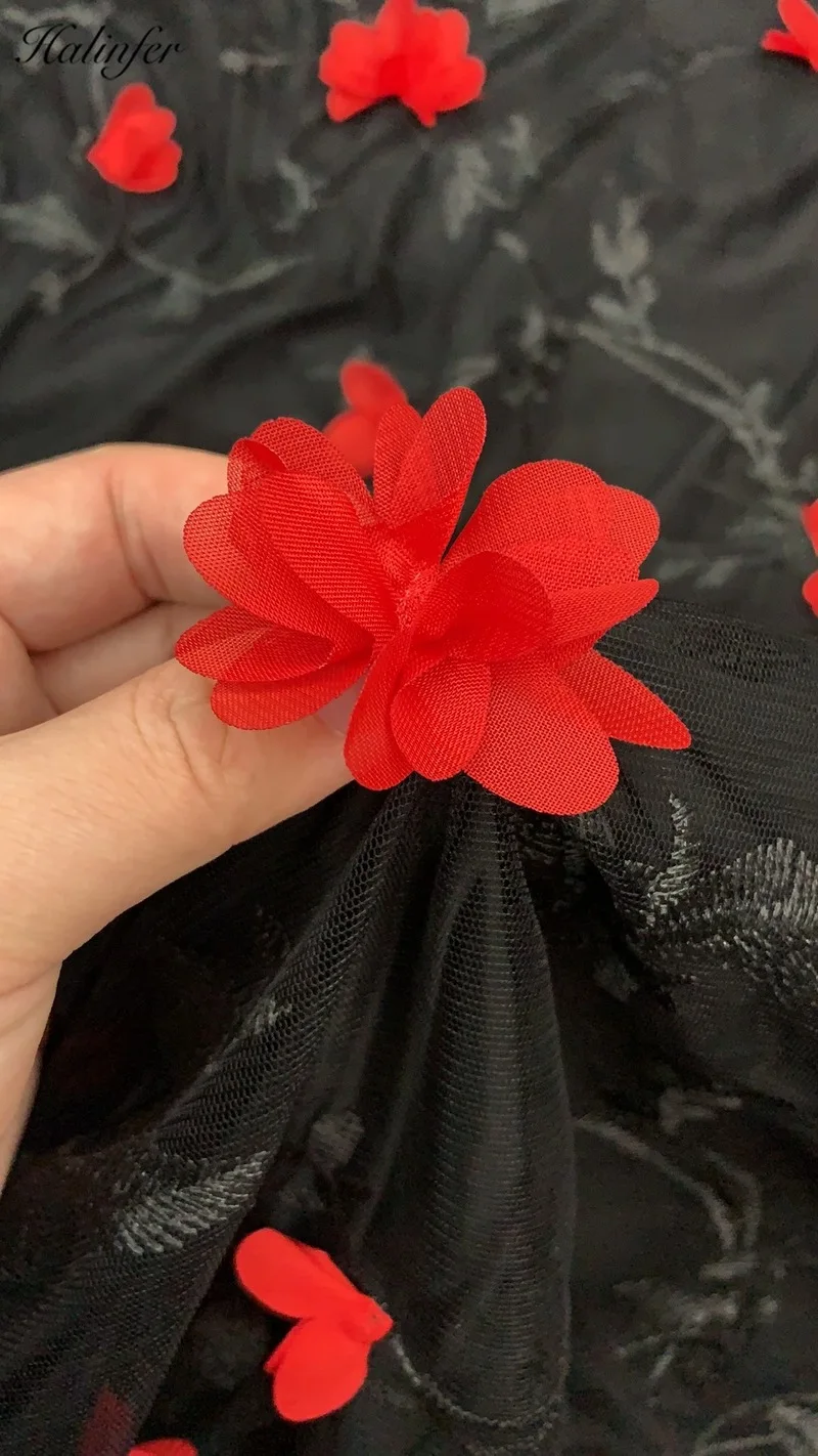 Женское облегающее платье Halinfer прозрачное кружевное без бретелек с цветочным