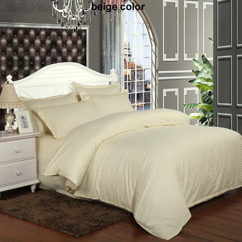 beige color Дизайн, 1 шт., Комплект постельного белья в белую полоску со звездой для отеля, хлопок, пододеяльник, пододеяльник, 160x210 см/180x220 см/200x230 см/220x240 см - Цвет: beige color