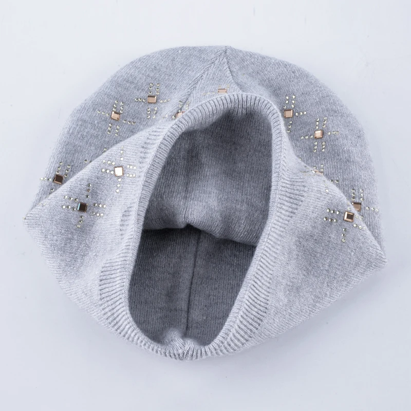 Мода шерсть кролика шляпы для женщин зимняя шапка девочек алмазная вышивка