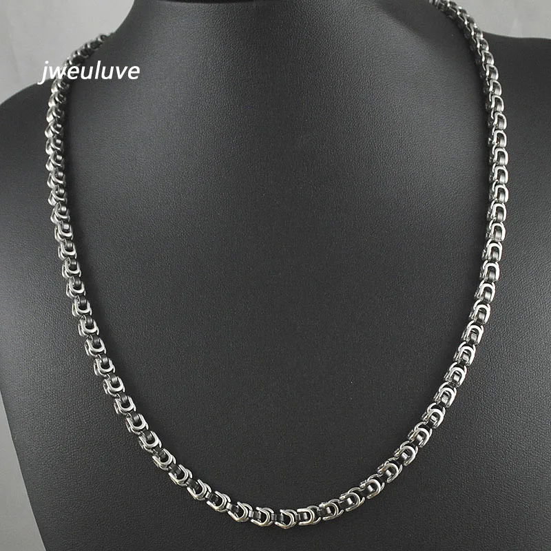 Black X Silver AMUMIU 45/50/55/60/65/70 см 316L Нержавеющая сталь Для мужчин цепи Цепочки и ожерелья серебро/золото/черный византийские Цепи коробки 5,5 мм HN073 - Окраска металла: Black X Silver