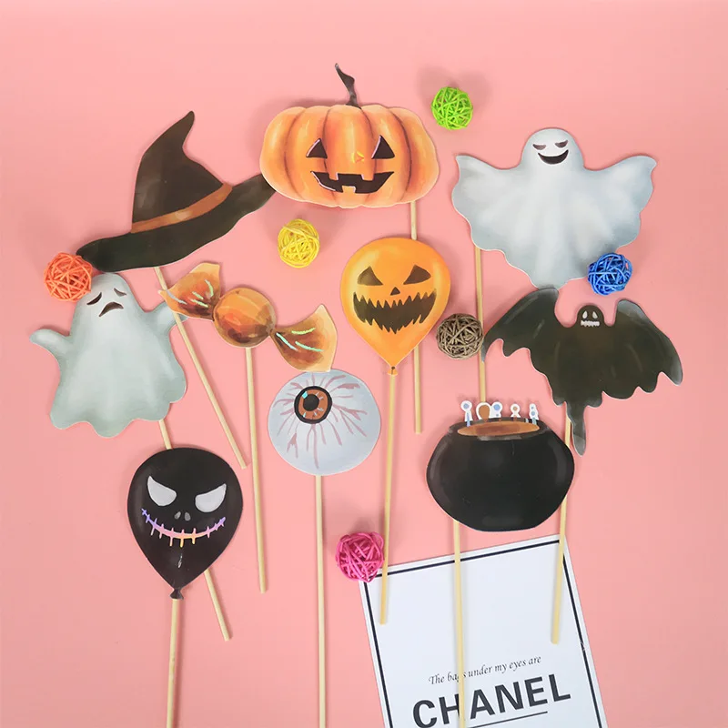 20pcs Photobooth Props Halloween Party Decorations Mask Spider Ghost Pumpkin Photo Booth Accessories | Дом и сад