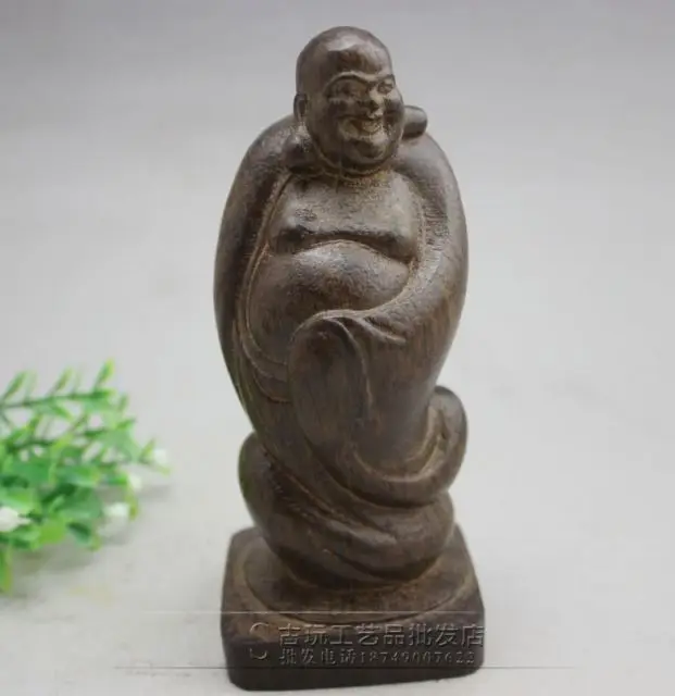 

China collection old wood carving The standing Buddha statue