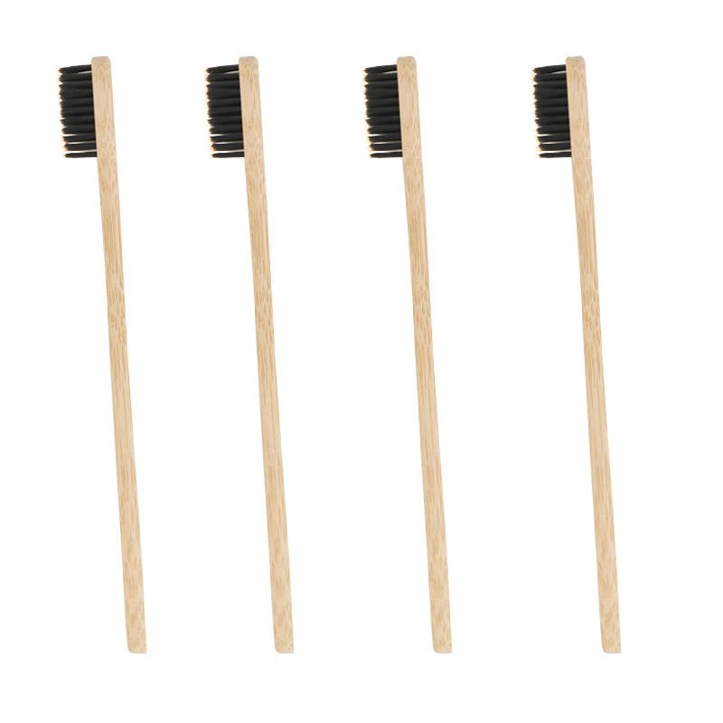4x black toothbrush Горячая Радужная бамбуковая зубная щетка набор портативный чехол для зубной щетки держатель для путешествий походная зубная щетка коробка для ванной - Цвет: 4x black toothbrush