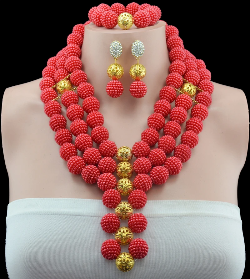 Оптовая продажа нигерийские Свадебные африканские бусы ювелирный набор