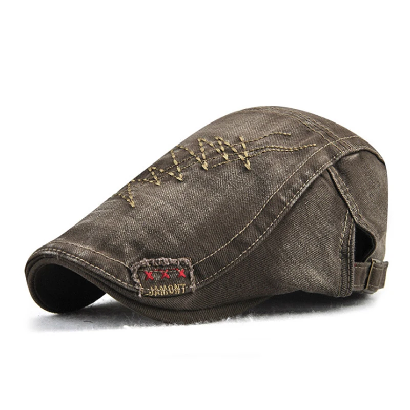 

[AETRENDS] Denim Berets Newsboy Cap Flat Ivy Gatsby Cabbie Driving Hat Cotton Dad Hats for Men Z-6470