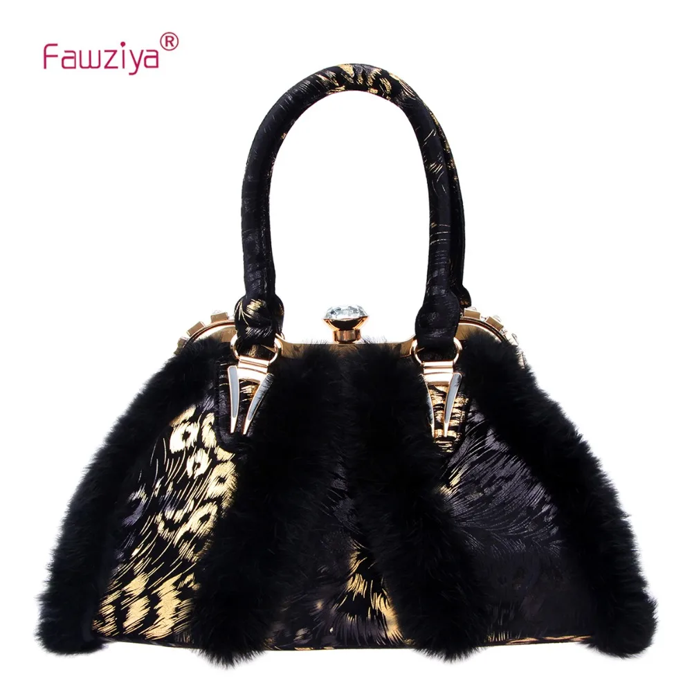 Fawziya женские сумки с животным принтом меховые сумочки через плечо для