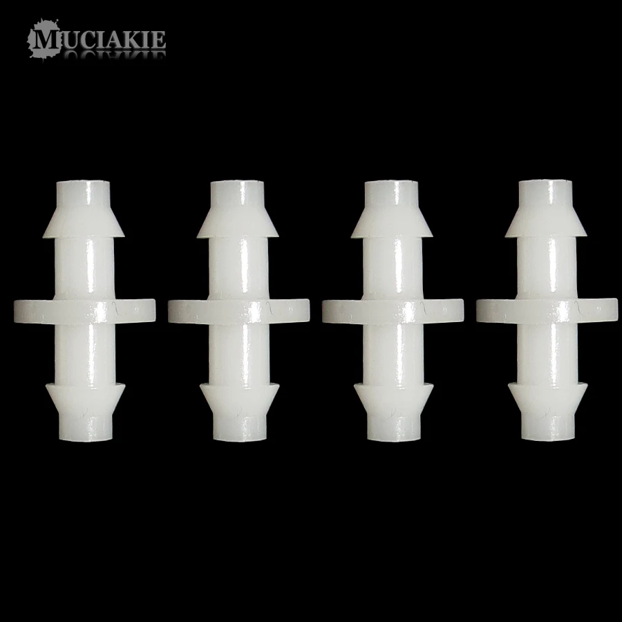 

MUCIAKIE 50PCS White Double Barbed 1/4 Inch Micro Water Hose Connector for 4/7mm Hose Equal Connecter Coupling Adaptor