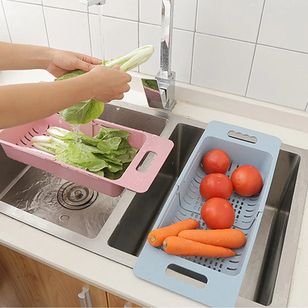 Корзина риса Выдвижная блюдо фильтр Регулируемая раковина растительного стока