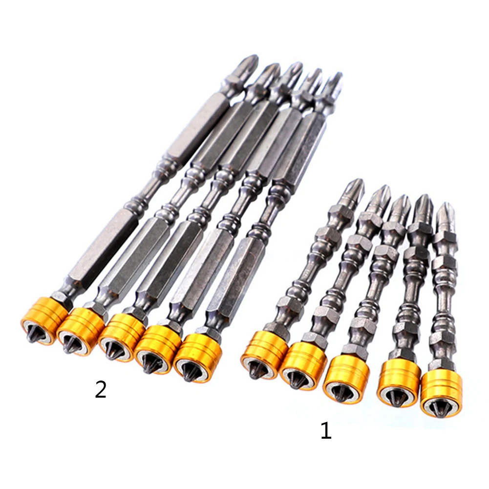 

5pcs Screwdriver Bit Set Phillips Double Head PH2 Magnetic Bits 1/4'' Hex Shank D1 Steel For Electric Screw Driver