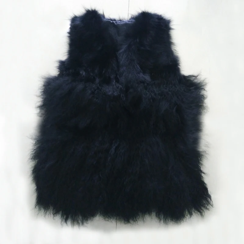 100% натуральная монгольская овечья меховая жилетка Женский Топ брендовый