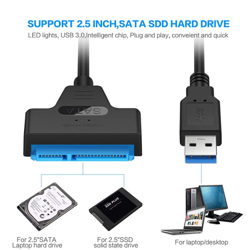 Кабель-адаптер для жесткого диска SATA с USB 3 0 на 2 5 дюйма конвертер черный |