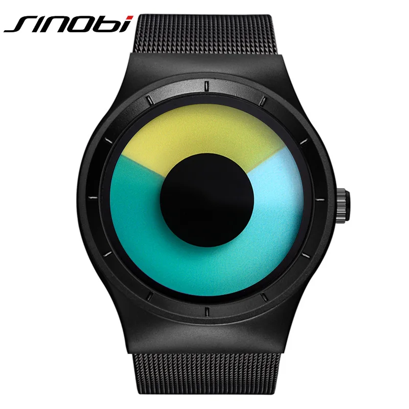 Green black L SINOBI фирменные креативные спортивные кварцевые часы Для мужчин Нержавеющая сталь ремень времени часов Для мужчин s часы вращения часы Relogio Masculino - Цвет: Green black L
