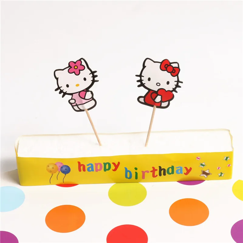 24 шт./компл. мультфильм Hello Kitty кекс Топпер выбрать день рождения украшения малыш