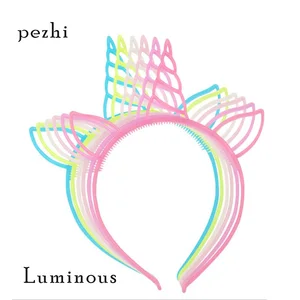 6 шт., светящиеся в темноте Детские кошачьи ушки единорога, светящийся светильник, повязка на голову, рождественские вечерние аксессуары для волос для девочек