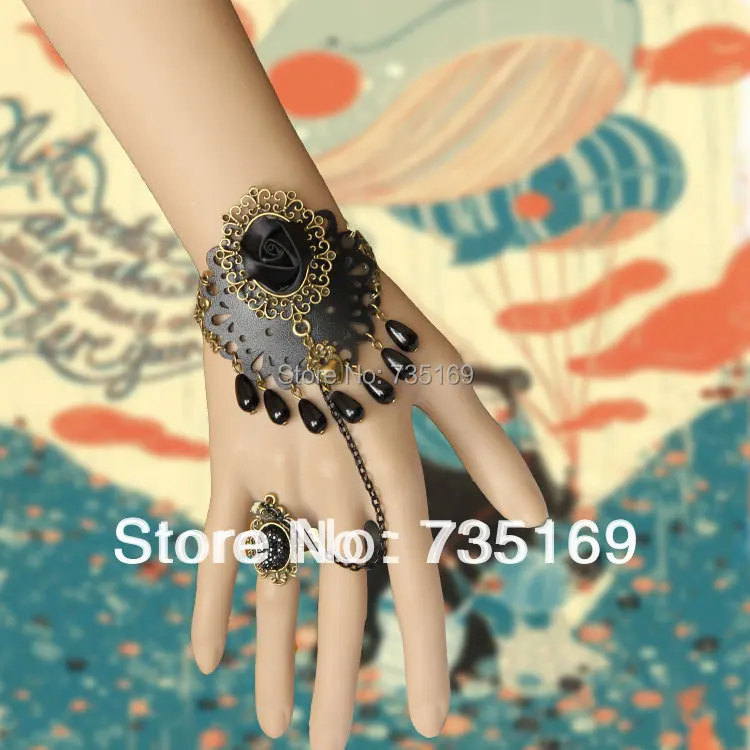 Free Shipping New Fashion Lady's Noble Cloth Flower Leather Bronze Metal Bracelet Scrub Crystal | Украшения и аксессуары