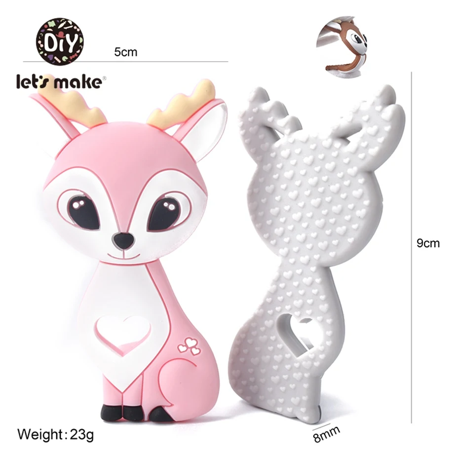 BPA libre silicona dentici&oacute;n alimentos grado peque&ntilde;o Rod dentici&oacute;n DIY collar regalos de la ducha de beb&eacute; animales de dibujos animados beb&eacute; vamos a hacer 1 pc-1