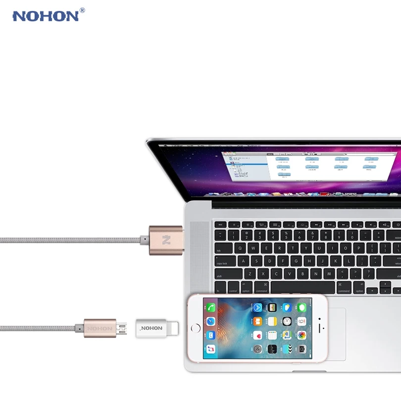 Nohon 8pin адаптер Micro USB женщиной для Lightning Мужской конвертер данных разъем зарядного