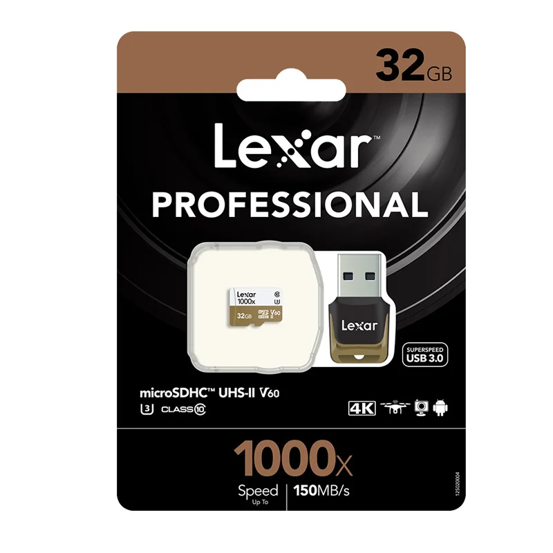 Lexar карты micro sd флэш память 32GB TF 150 МБ/с. 1000x USB 3 0 считыватель UHS II для DJI Mavic Drone Gopro Hero