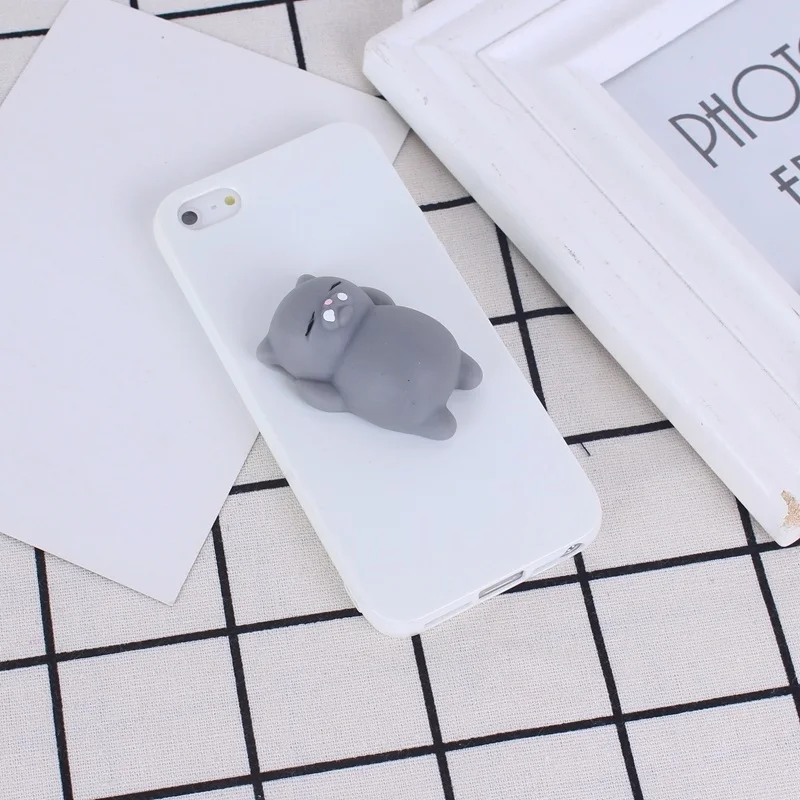 Squishy Mobile phone Cases For iphone 7 7Plus Cute 3D Soft Lazy Cat Cartoon Back Cover Candy colors case for 6 6s |