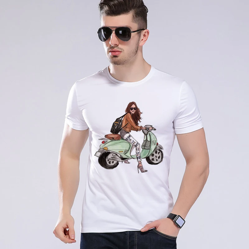 Высокое качество брендовая мужская футболка Ретро стиль для девочек мотоцикл