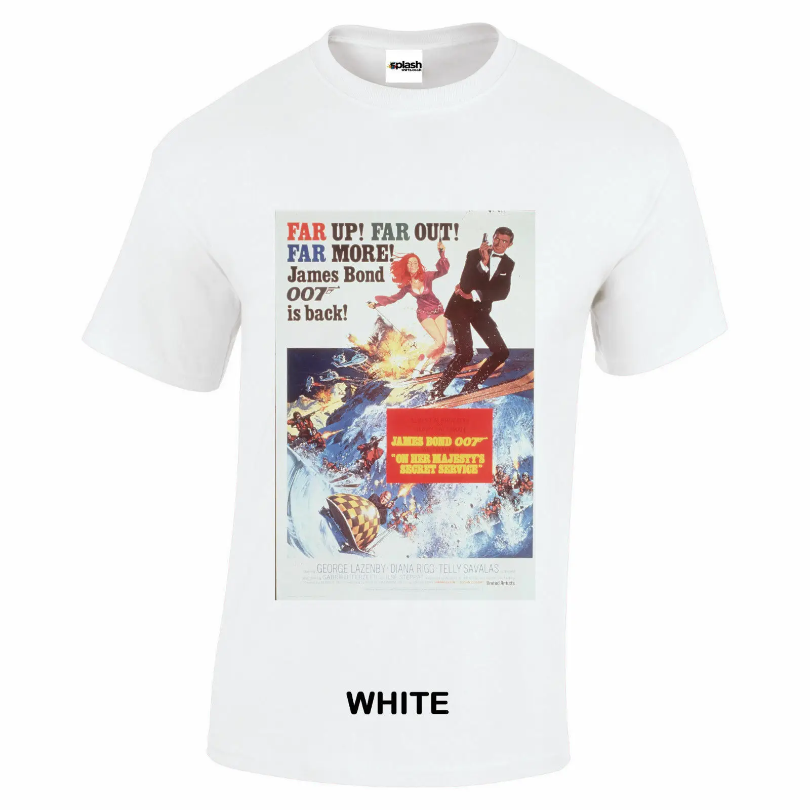 Джеймса Бонда 007 на секретной службе Ее Величества постер фильма белая футболка |