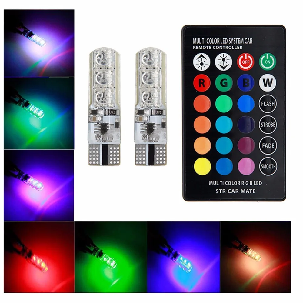 RGB T 10 светодиодные огни Габаритные SMD лампы дистанционное управление внутренний