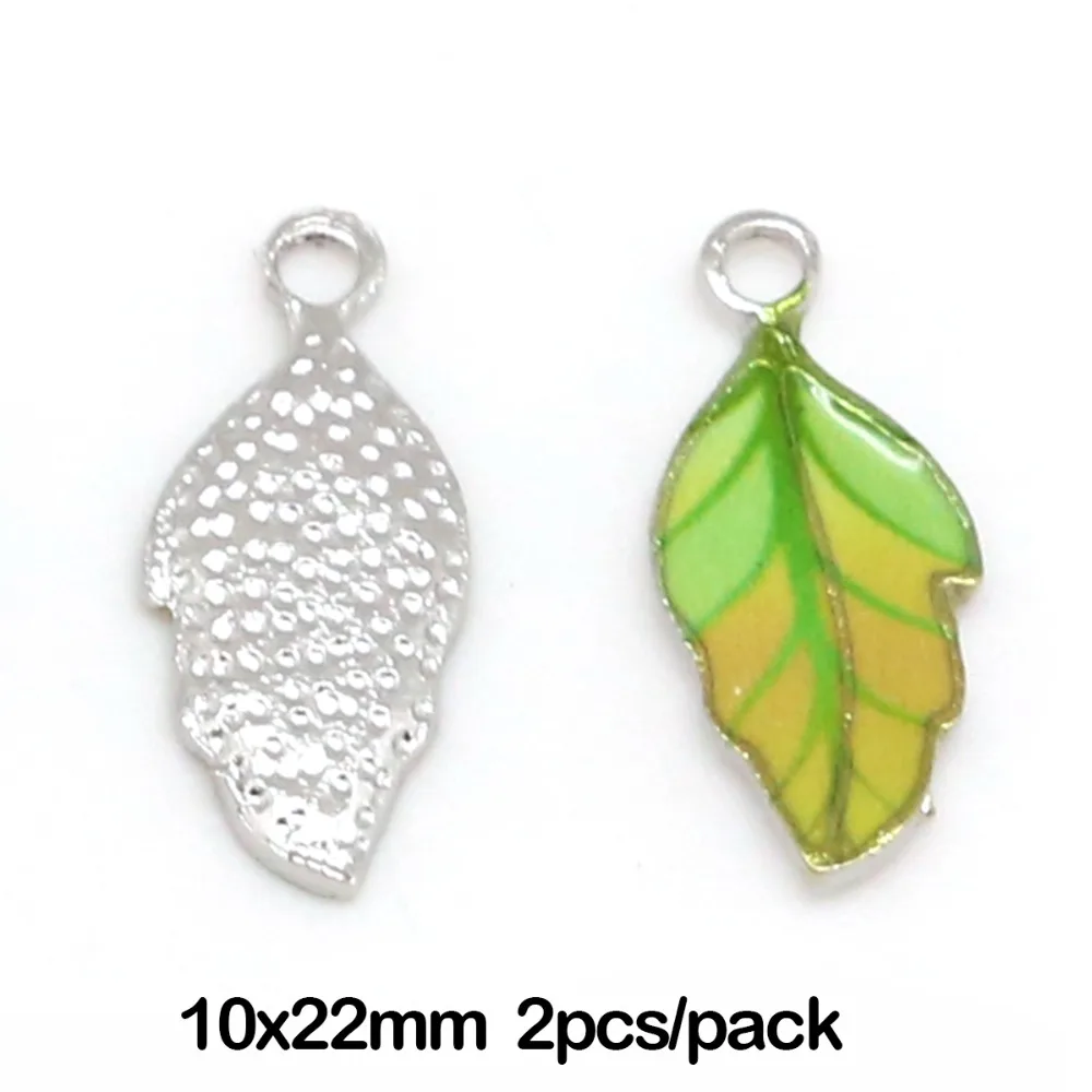 Новинка 2 шт./5 шт./лот подвески в виде листьев из сплава с эмалью подвеской форме