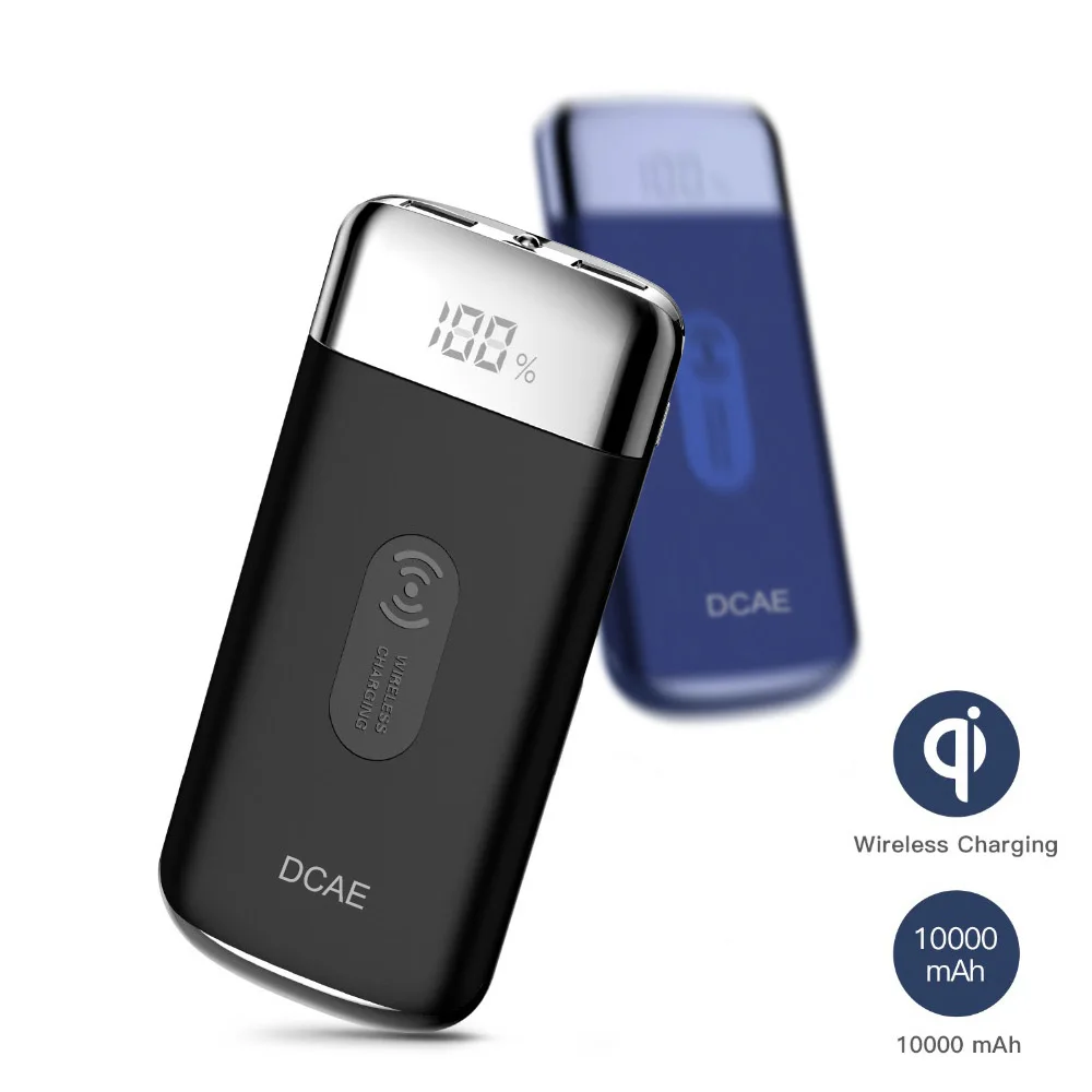 DCAE QI Беспроводное зарядное устройство 10000 мАч двойной USB внешний аккумулятор для