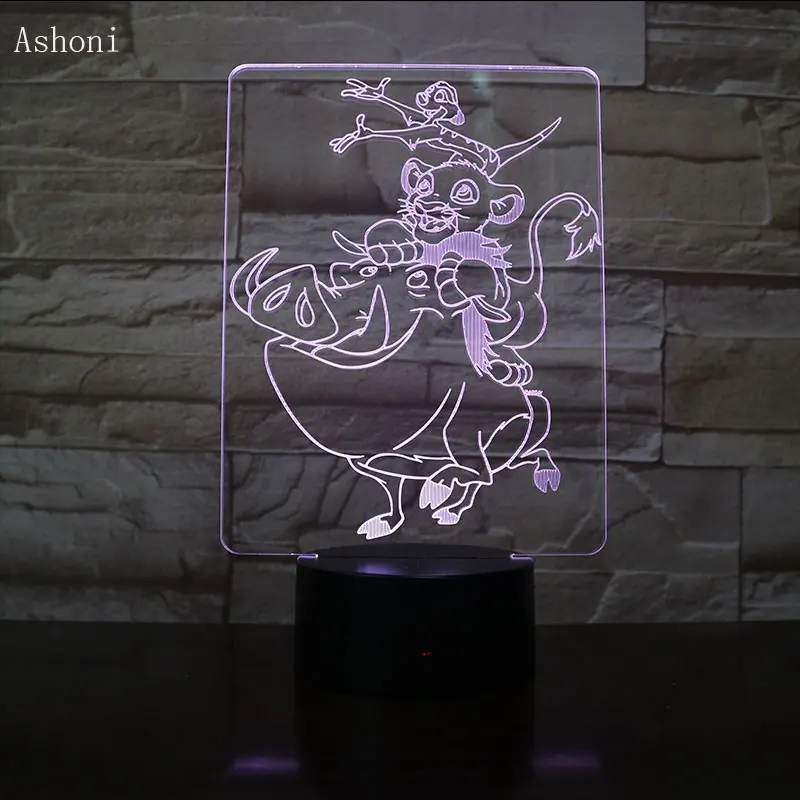 Светодиодный ночник Король Лев Симба детский подарок Warthog Pumbaa Детская крутая 3d