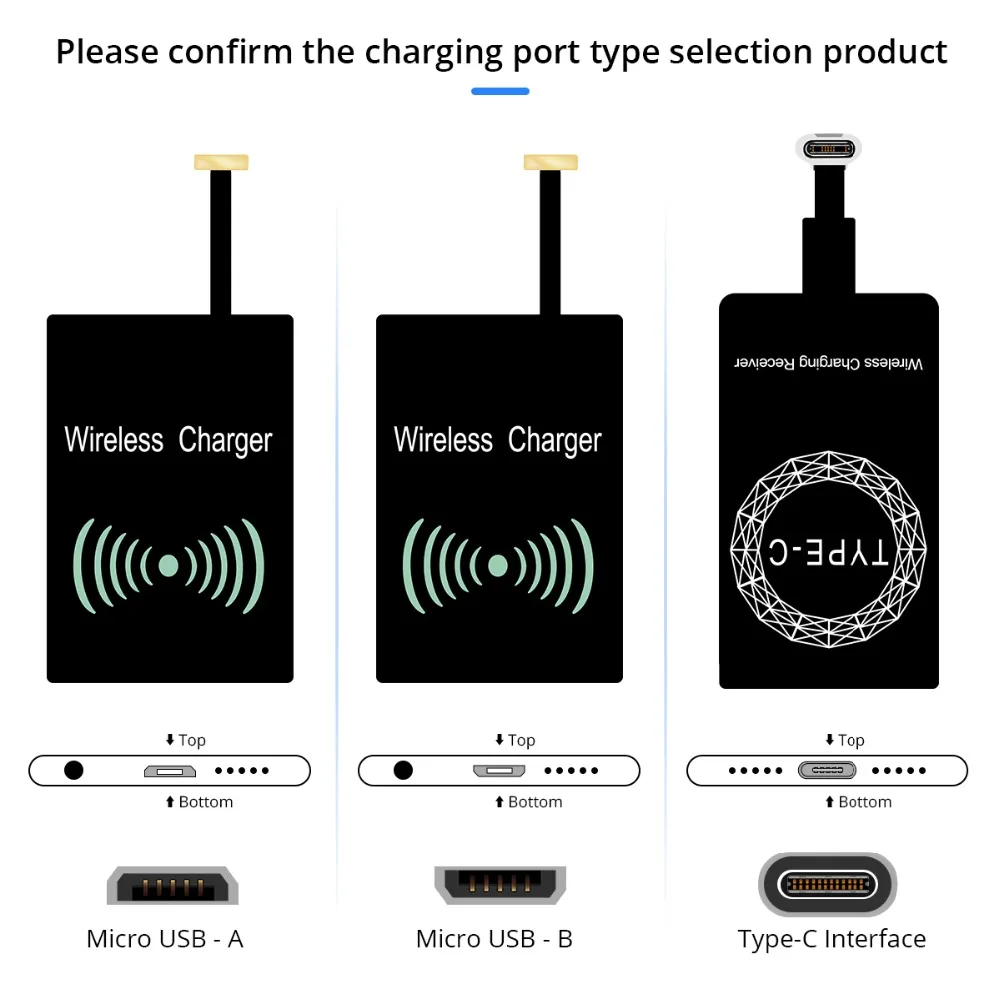 FONKEN Qi Беспроводное зарядное устройство зарядный приемник Micro usb type C Qi Беспроводное зарядное устройство Модуль зарядного устройства для мобильного телефона Android