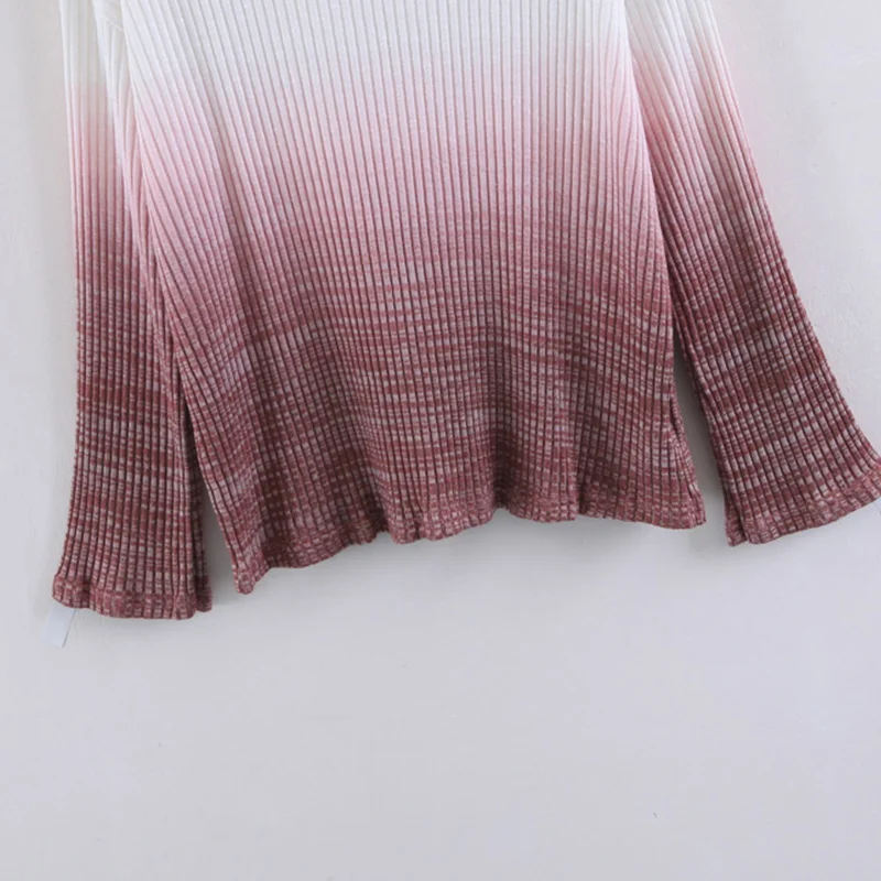 Повседневное женские два Цвет дополнительно градиент тонкий свитер Простой