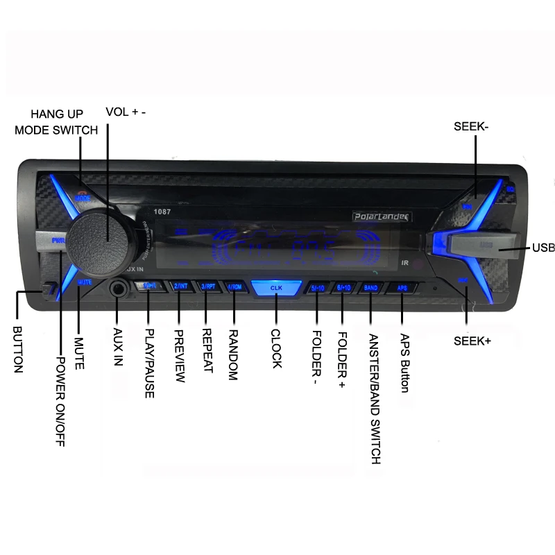 Автомагнитола Авто ленты Автомагнитола bluetooth функция Автомагнитола MP3 плеер стерео SD/USB 1 Din радио кассетный плеер RDS