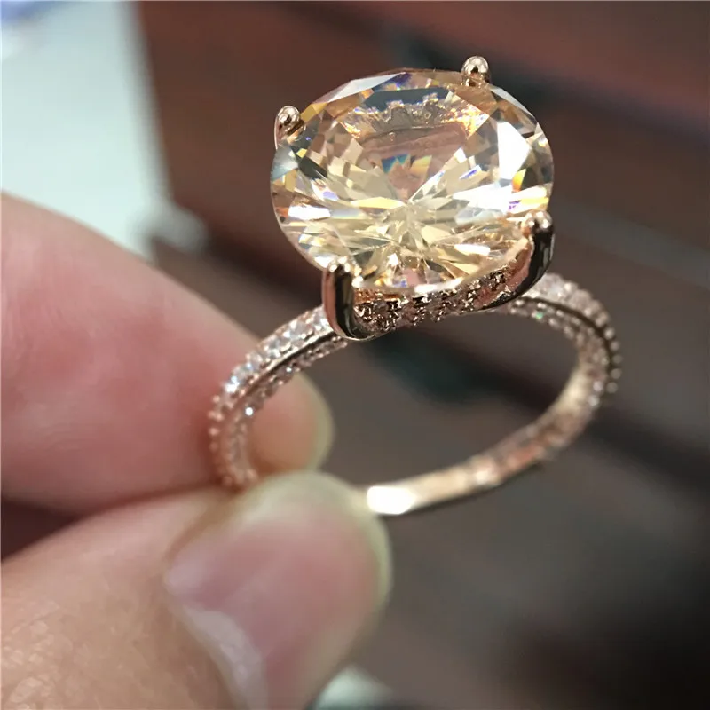 Косынка 4ct AAAAA Cz камень кольцо серебро цвет вечерние обручальное кольца для