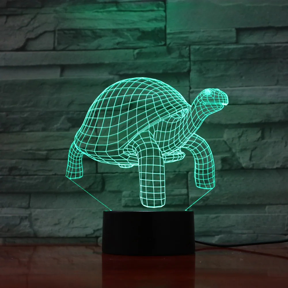 Новинка 3D Светодиодная лампа в форме черепахи ночник разноцветный мультяшный