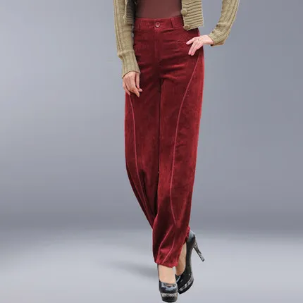 Брюки женские вельветовые свободные с высокой талией на осень | Женская одежда