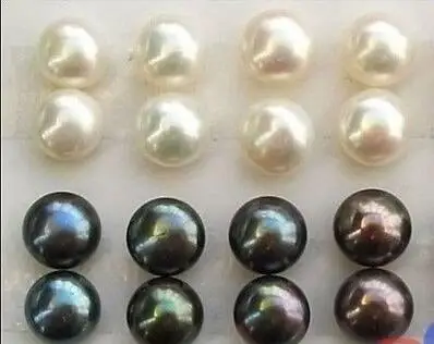 

WHOLESALE luxury 8 PAIRS OF 10-11MM tahitian WHITE BLACK PEARL EARRING A