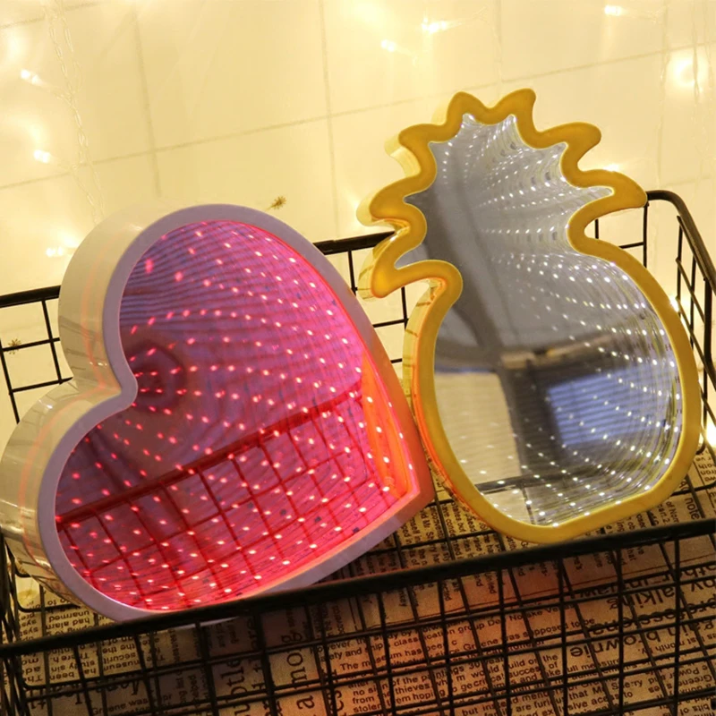 3D Сердце Звезда облако LED новинка ночник сердце туннель зеркало тщеславие лампы