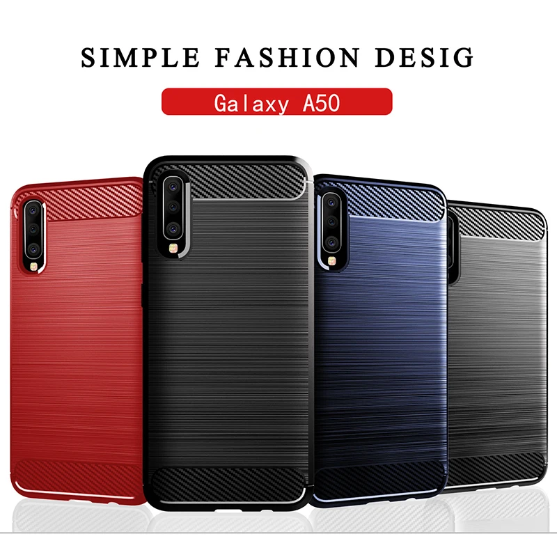 For Samsung Galaxy A50 A10 A20 A30 A40 A70 A90 Case Silicone Rugged Armor Soft Cover Carbon fiber Phone Fundas Coque |