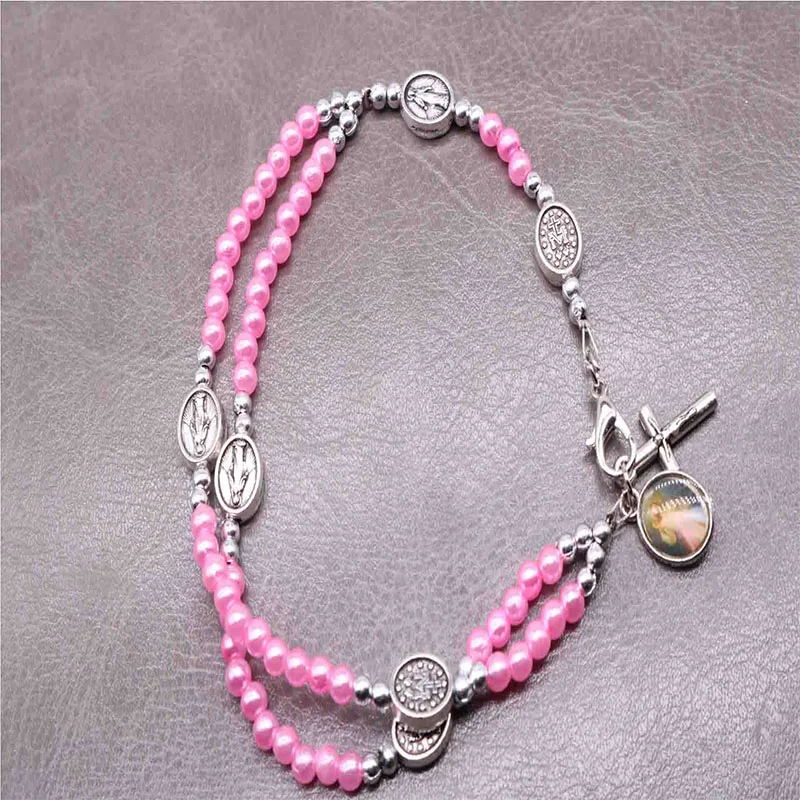 Католический Розарий белый кристаллический браслет католический для причастия